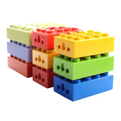 Colorful building blocks stacked isolated on transparent background