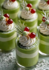 Close up green themed dessert festive food photography