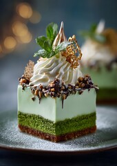 Close up green themed dessert festive food photography