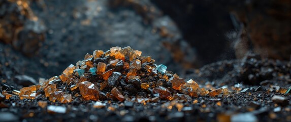 Fototapeta na wymiar Small heap of minerals mined from a rare earth deposit