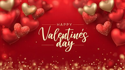 Festive Valentine&rsquo;s Day Red and Gold Heart Design