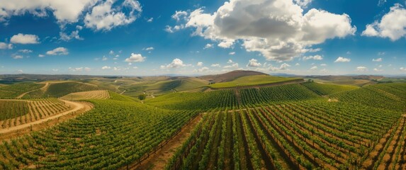 Obraz premium Aerial landscape of Casa Blanca Valley vineyard, artistically mirroring the terrain