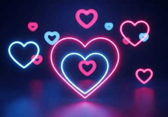 light neon bokeh valentine background blue hearts high resolution high details vibrant, light,, neon,, bokeh,, valentine