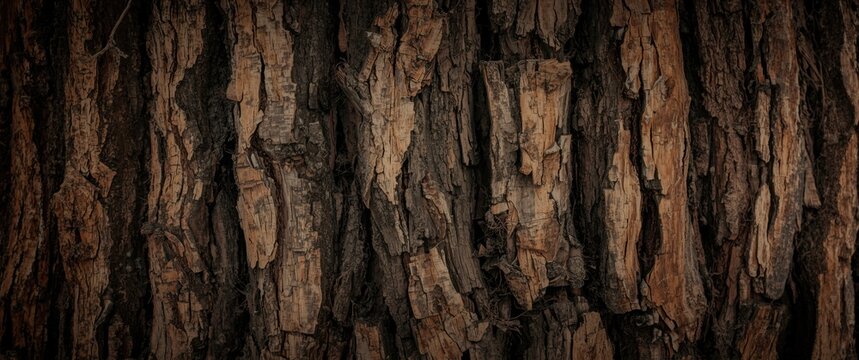 Close-up of brown dry bark with dark and light shades on Alstonia scholaris tree trunk, Attock background