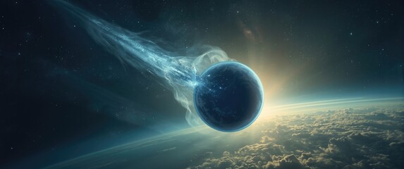 Fototapeta premium Space Event: Comet Nears the Blue Planet