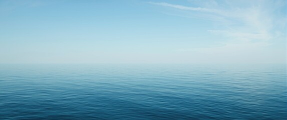 Fototapeta premium Simple horizon image showcasing a blue sea under a clear sky