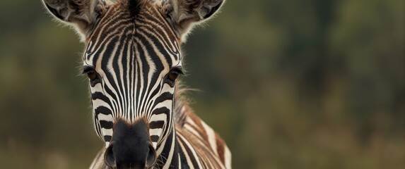 Fototapeta premium Wildlife Animal Closeup: Zebra Calf Head and Facial Features