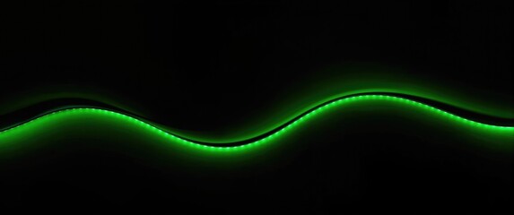 Black background with green LED strip tape