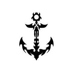 black and white anchor design illustration for tattoo