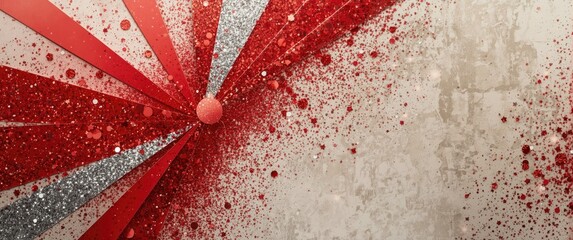 Abstract red and silver glitter paper featuring natural grunge texture background and retro concept