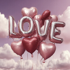 Love and heart balloons. Valentine's Day.