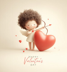 Cupid with heart. Valentine's Day.