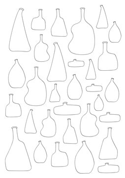 Doodle Coloring Page with 31 Hand Drawn Vases for Daily Creative Practice, Line Art, Printable Worksheet, Minimalist Illustration for Journals and Planners
