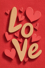 Love poster with hearts. Valentine's Day.