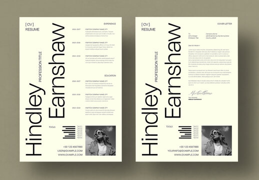 Minimal Professional Resume and CV Template with Cover Letter