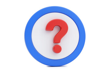 Minimalist Red Question Mark on Thin Blue Circular Frame