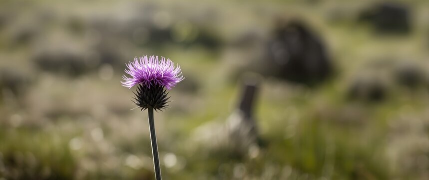 Alpine blue-sow-thistle (Cicerbita alpina) with purple flowers and fringed petals clustered on a dark, slender stem