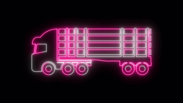Truck neon icon 4K video animation 