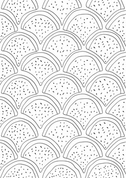 Doodle Coloring Page with 31 Watermelon Illustrations for Daily Creative Practice, Hand Drawn Line Art, Minimalist Summer Worksheet
