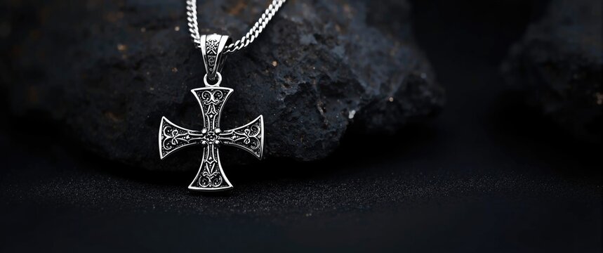 925 Sterling Silver Pendant Showcasing an Equilateral Cross: Gothic and Warrior Themes