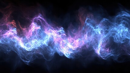 Fototapeta premium Abstract visualization of overlapping transparent color fields with dynamic energy waves in blue pink and purple