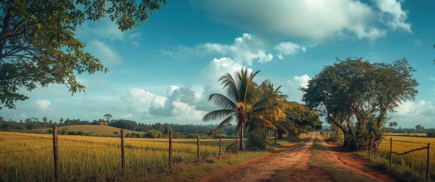 Appreciation of Goa's scenic landscape with branches and a sky full of clouds
