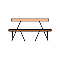 Beer Garden Picnic Table Flat Vector Illustration