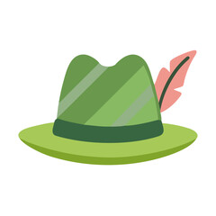 Bavarian Alpine Hat Oktoberfest Flat Vector Illustration