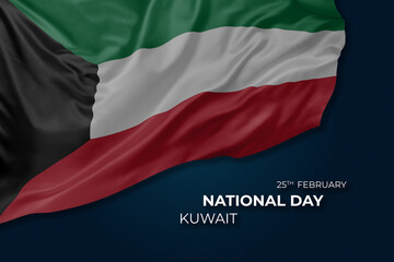 Obraz premium Kuwait independence day greetings card with flag