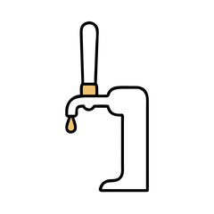Beer Tap Faucet Outline Flat Vector Illustration