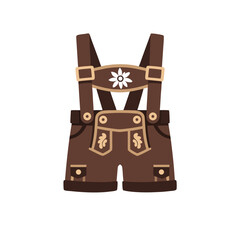 Decorative Lederhosen Oktoberfest Costume Flat Vector