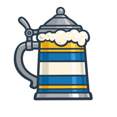 Bavarian Beer Stein Oktoberfest Flat Vector Illustration