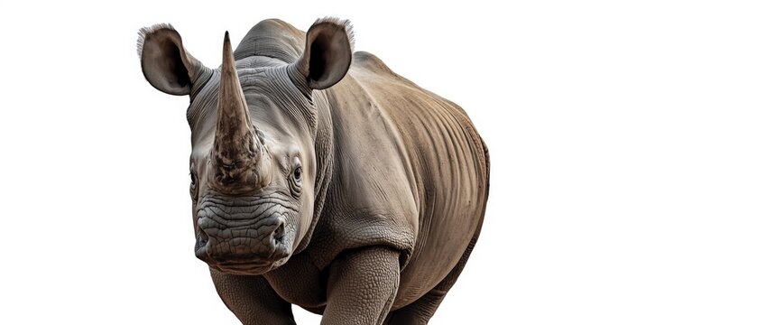 Black Rhinoceros against a plain white backdrop