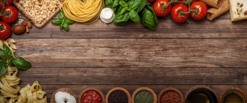 Vibrant Italian Cuisine Idea with Fresh Pasta, Mozzarella, Basil, Tomatoes, and Olive Oil