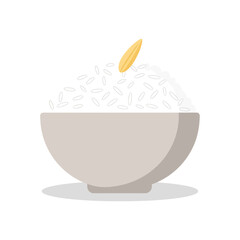 Minimalistic Depiction Of A Bowl Filled With Cooked Rice And A Single Grain On Top