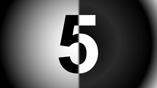 Ten second countdown leader created for structured pre-roll timing. Bold black and white typography with vignette edges. Ideal for broadcast openings, pre-show segments, presentations