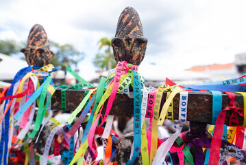 Ribbons of Senhor do Bonfim on an Iron Fence