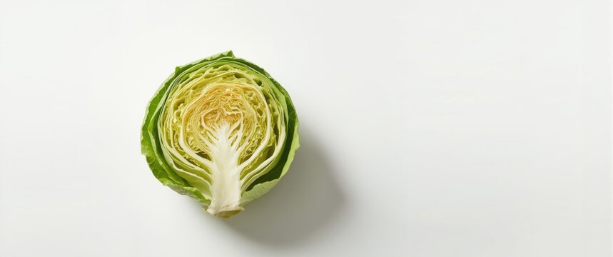White background with half of savoy cabbage