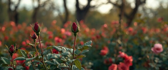 Newly sprouted rose leaves have red tips that turn green with growth