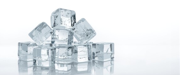 Obraz premium Set of nine ice cubes isolated against white backdrop