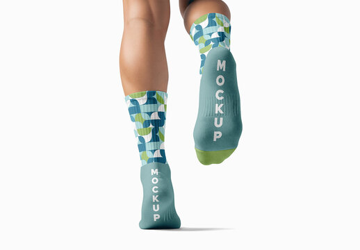 Back View Of Athletic Crew Socks Mockup