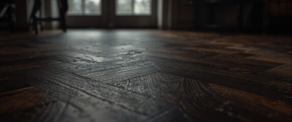 Dark parquet flooring texture in a house