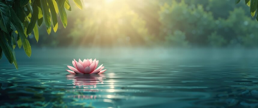 Lake with a lotus blossom