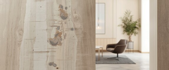 Tranquil, neutral palette highlighted by creamy birch veneer with occasional dark streaks