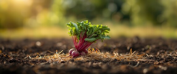 Organic Vegetable Cultivation: Beets Grown in Open Air with Dry Grass Mulch
