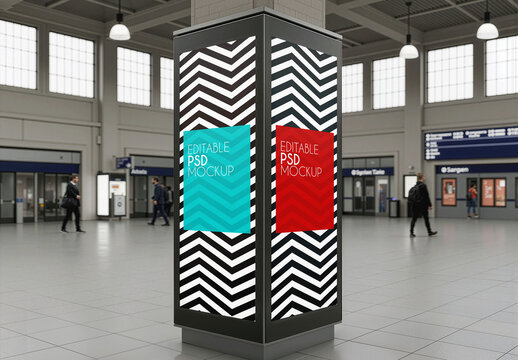 Station Column Billboard Mockup