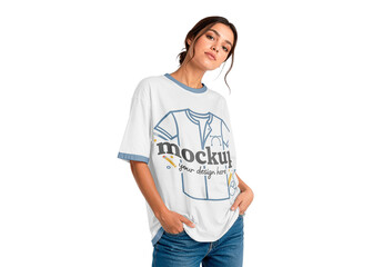 Woman In Tshirt Mockup