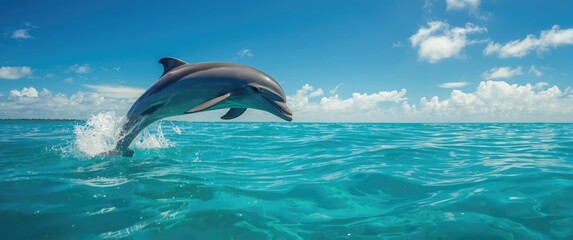 Obraz premium Clearwater, Florida: Dolphin leaping from the ocean