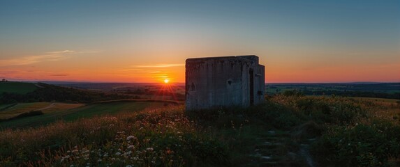 Fototapeta premium Historic concrete pillboxes in natural surroundings
