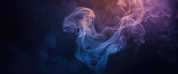 Aromatherapy concept with dark background and abstract smoke and steam in motion